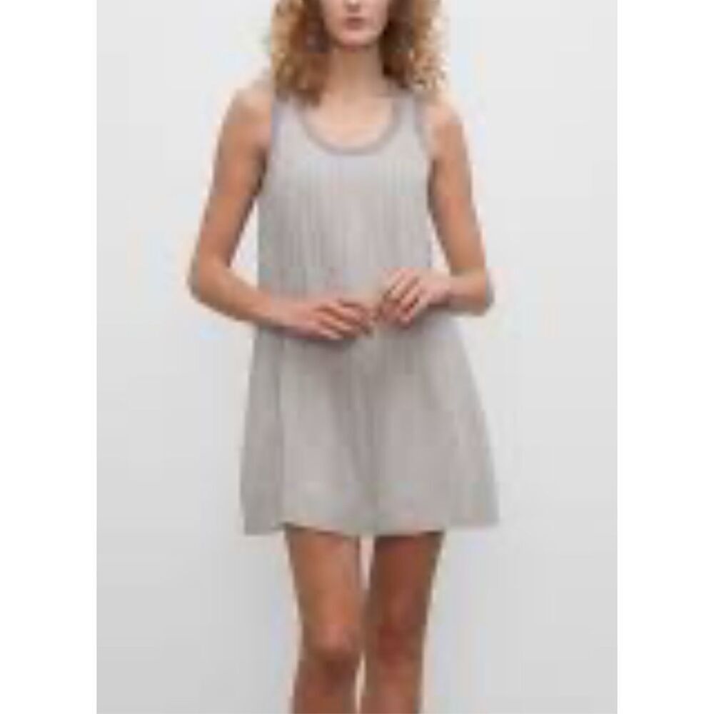 Club Monaco floral‎ pin tuck scoop neck tank mini dress silk gray size 0 NEW